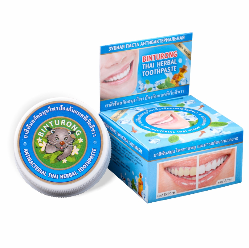 Зубная паста Binturong Thai herbal toothpaste, антибактериальная, 33 г