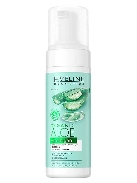 Eveline Пенка для умывания очищающе-успокаивающая "Organic Aloe Collagen", 150 мл 