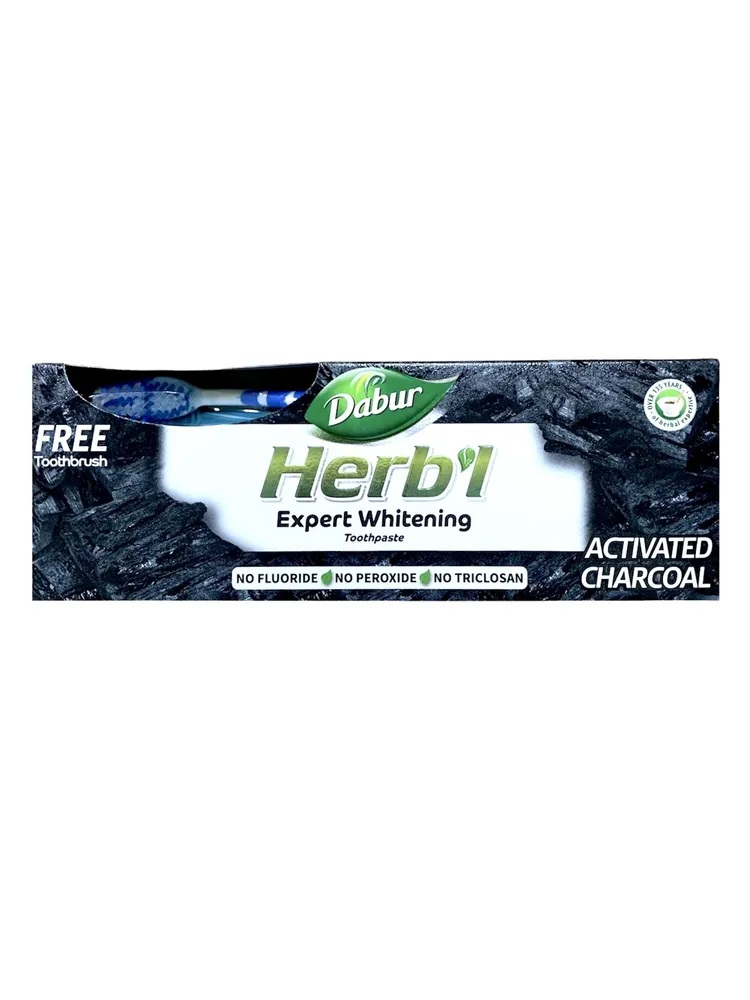 Зубная паста Herbl Expert Whitening с Углем + зубная щетка, (Dabur), 150 гр